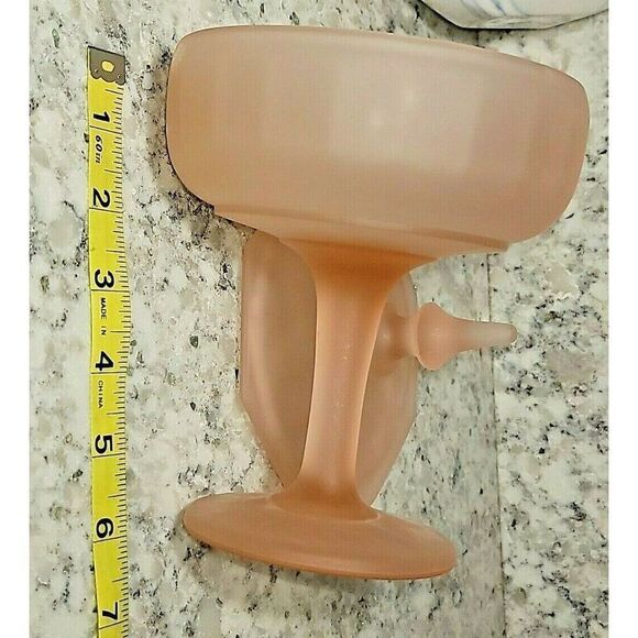 Frosted Pink Satin Glass Candy Dish with Lid Pink‎ 9" Tall Vintage - Picture 5 of 5